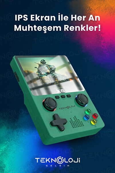 Teknoloji Gelsin X6 Oyun Konsolu YeniNesil El Atarisi 10.000 Adet Nostalji Oyun 3.5inç IPSEkran Mp3/Mp4/Video Gameboy