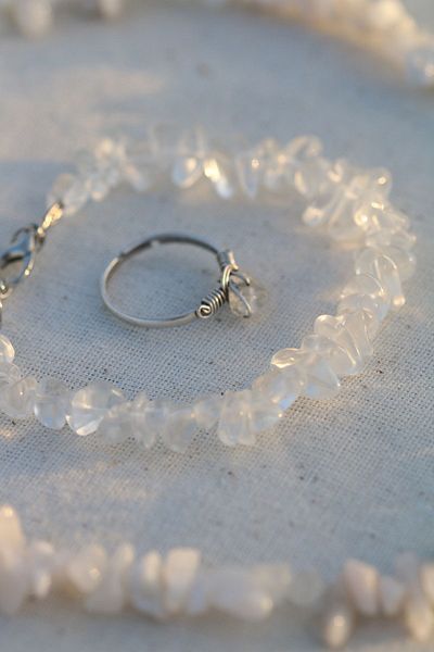 Paganca Crystal Quartz Cracked Natural Stone Spiritual Jewelry Set