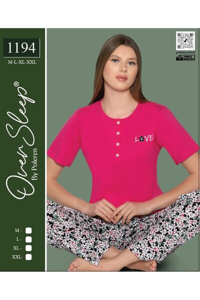 Over Sleep by Poleren Costum de pijama cu mânecă scurtă OVER SLEEP ROZ