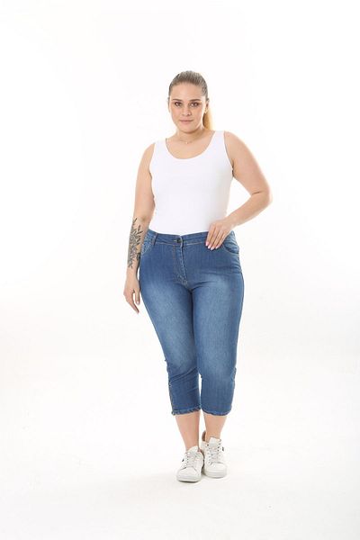 EYLÜL BUTİK Women's Belted Denim Capri