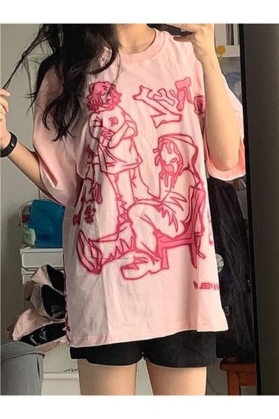 DE PLEIN Tyyz Printed Oversize Pink T-shirt