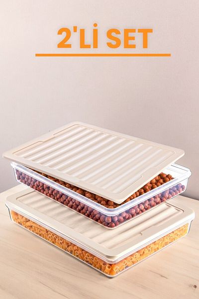 NY HOME Freshbox Set of 2 - Cream Storage Container Suitable for Microwave and Diffraction