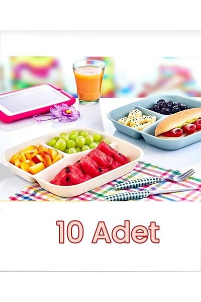 ÖZCAN TİCARET PAZARLAMA Reis 10 Pieces Breakfast Plate - 3 Compartment Plate