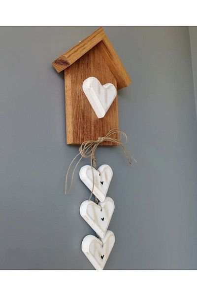 AFRALYAHOME Ξύλινο Στολίδι Πόρτας Φωλιάς Πουλιών, Ξύλινο Χειροποίητο Στολίδι Τοίχου,