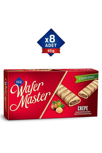 Çizmeci Time Crepe Cocoa Hazelnut Cream Wafer 65 g X 8 Pieces