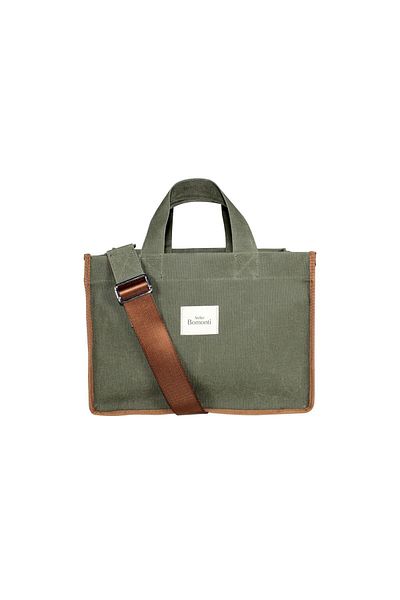 Atelier Bomonti Hishi Rj Tote Bag Khaki Waxed Canvas Bag Brown Shoulder Strap