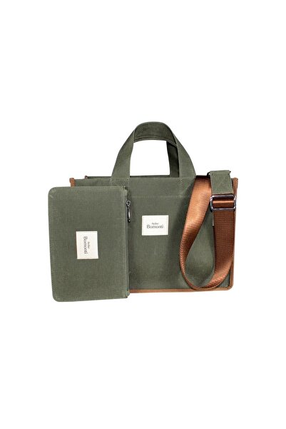 Atelier Bomonti Hishi Rj Tote Bag Khaki Waxed Canvas Bag Brown Shoulder Strap