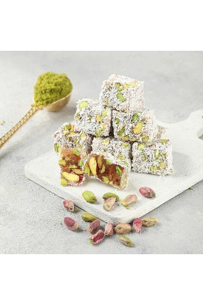 Gaziantep Baharat Double Roasted Turkish Delight with Plenty of Pistachios - Guaranteed 200 Gr Flavor