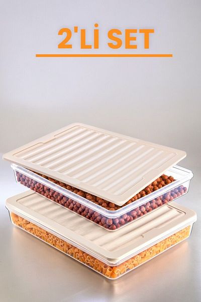 NY HOME Freshbox Set of 2 - Cream Storage Container Suitable for Microwave and Diffraction