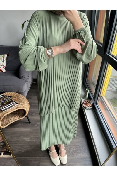 MODAMÜNASİP Υπέροχο Σετ Σάντι με δύο τεμάχια με πλισέ φούστα