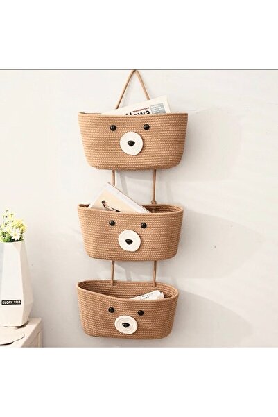 afralya home 3lü Çocuk Odası Düzenleyici Askılı Sepet Oyuncak Sepeti