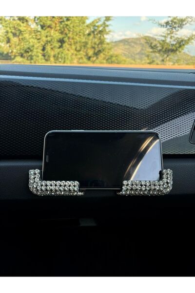 OTOMOR AKSESUAR Gümüş Taşlı Araç Telefon Tutacağı Standı