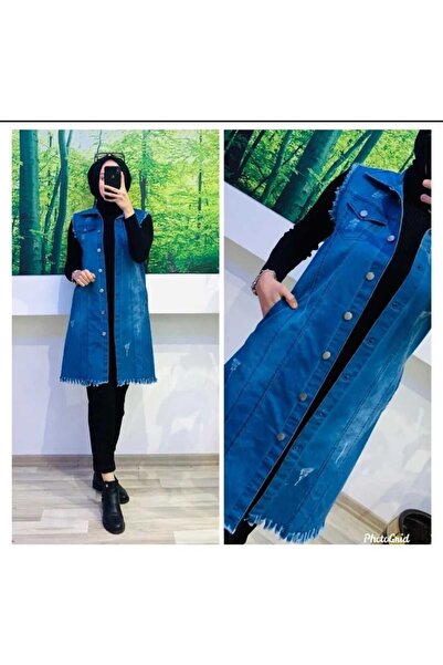 Bebezeyn beyan mavi renk kot yelek