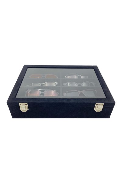 kutuveaksesuar Glasses Box Glass Glasses Organizer 8 Pieces Alkantara Black