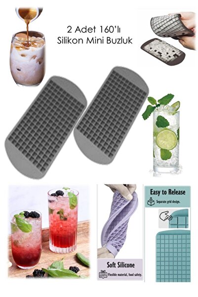 Genel Markalar 2 Adet 160'lı Mini Küp Şekilli Silikon Buzluk - Antrasit Renk ...
