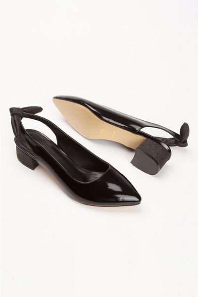 Çaçaroz Ayakkabı Large Size - Short Heeled and Back Open Bow Shoes