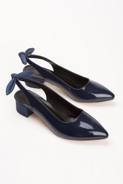 Çaçaroz Ayakkabı Large Size - Short Heeled and Back Open Bow Shoes