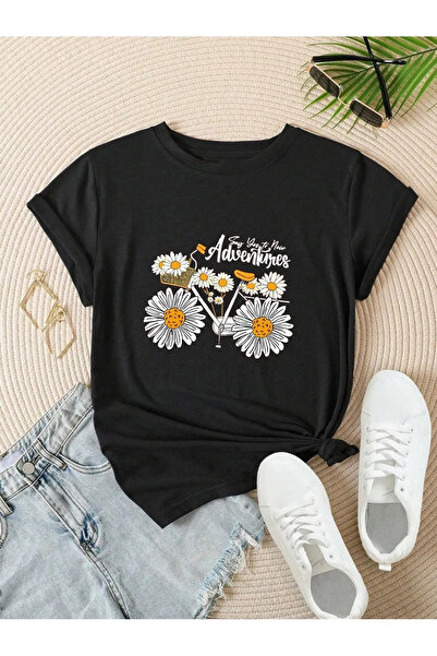 EFFRENATU Μπλουζάκι με στάμπα με λουλούδια Oversize