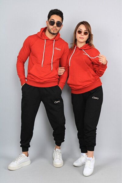 CLASSY.MODA طقم بدلة رياضية - قطعتين - سترة وبنطلون - ياقة مع غطاء للرأس - ال...