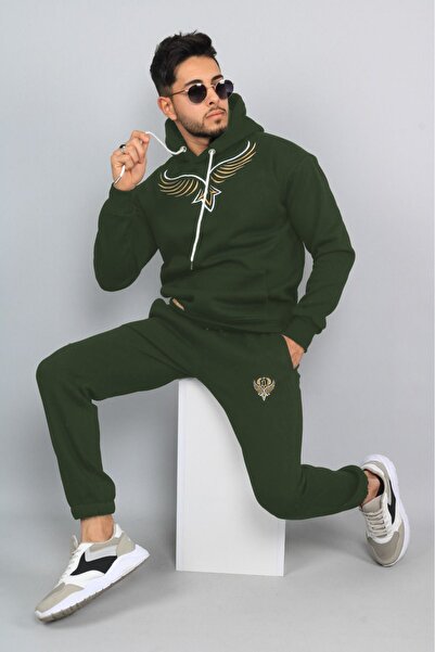 CLASSY.MODA Tracksuit Set - 2-Piece Top and Bottom - Printed - Hooded - Fabric 3 Thread Raised - Single Person