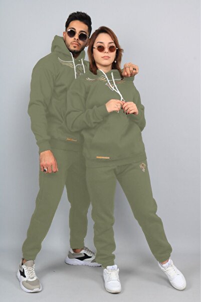 CLASSY.MODA Σετ αθλητικής φόρμας -2 τεμάχια (πάτος-πάνω μέρος) - Με στάμπα - Με κουκούλα - ύφασμα 3 κλωστών με ριγέ - Μονόχρωμο