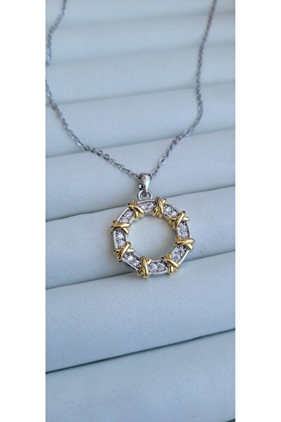 GOLD PLATED XOXO NECKLACE ON STEEL