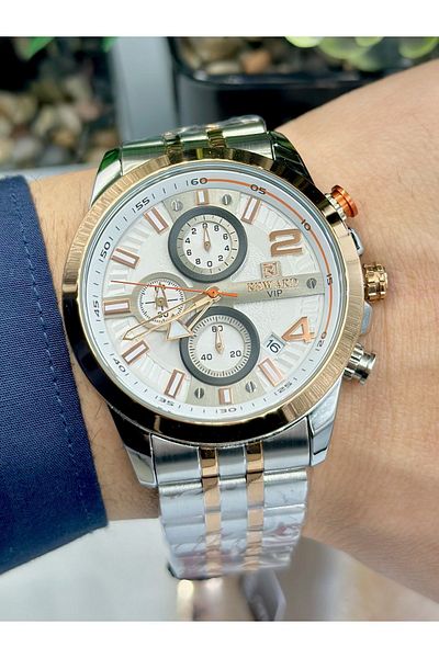 Reward Stylish Men's Wristwatch - New Season with Calendar and Steel Band