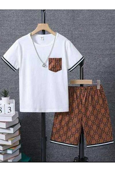 CLASSY.MODA Set pantaloni scurți oversize cu imprimeu digital pentru bărbați și femei - o buzunar pe hanorac