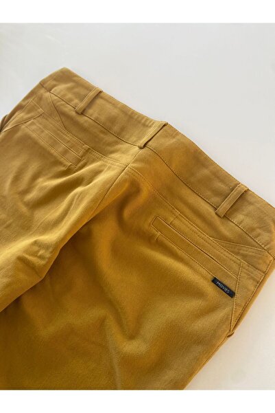 Bohemian Stamp Fabric Long Length Classic Winter Trousers Mustard
