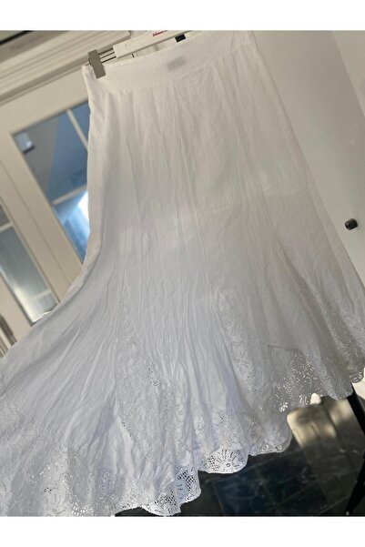 Bohemian 100% Organic White Cotton Flared Skirt