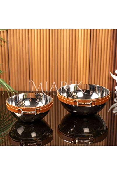 MIARIK DESIGN & DEKORASYON Dekoratif Deri Ketayli 2li Kase