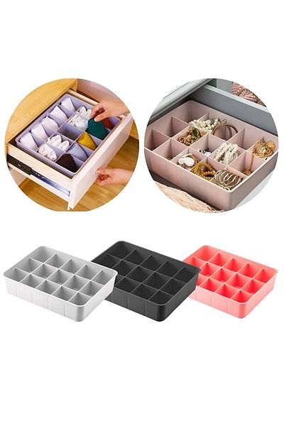 Ecolux Organizer συρταριέρα 15 διαμερισμάτων Tie Socks Jewelry Organizer - Μαύρο