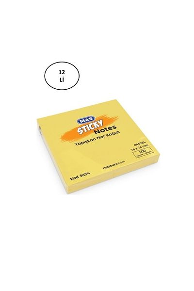 MBB ETİCARET Pastel Yellow Mas 3654 - 100 Sheets Adhesive Note Paper