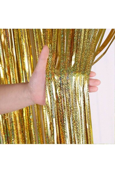 Bkmc Cortina de fundal metalizată importată cu hologramă aurie