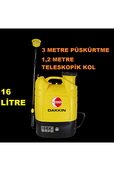 Dakkin AKÜLÜ 16 LİTRE SIRT PÜLVERİZATÖRÜ 3 METRE PÜSKÜRTME 1,2 M TELESKOPİK İ...