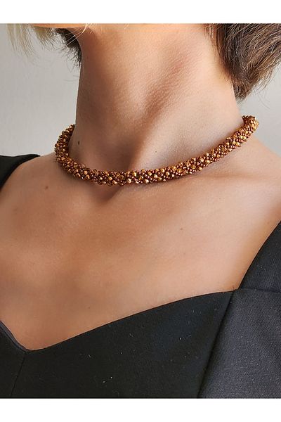 Eva Takı العرقية البوهيمي كريستال النحاس بيرليسسينت دوامة الخرز قلادة