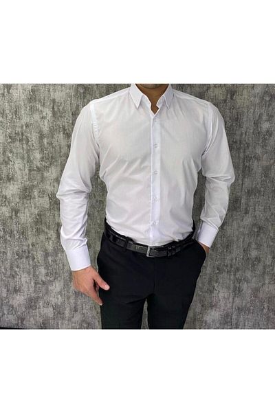 Terziayhan Men's Slim Fit White Shirt