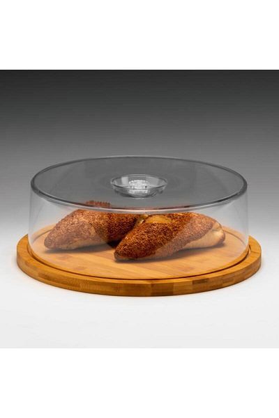 Zicco Fan with Lid, Acrylic, Bamboo Base, 33x11 Cm