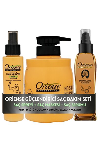 ORİENSE Dolgun ve Hacimli Saçlar İçin Bakım Seti - Keratin Spreyi, Kolajen Se...
