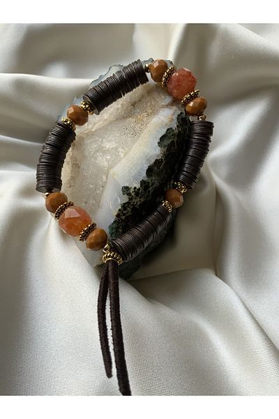 azra takı tasarım Ethnic Women's Bracelet - Handmade Crystal, Zamak, Authentic