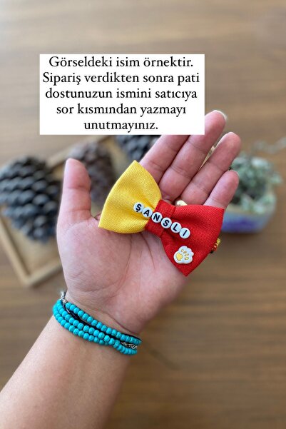 Minikpaw aksesuar Kumaş Papyon Tasma Kırmızı Sarı