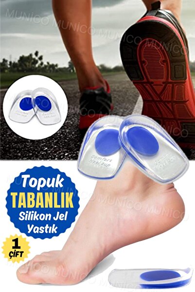 Munico 1 Çift Jel Topuk Kap Tabanlık Plantar Fasiit Topuk Ağrı Kemik Mahmuz Ağrısı ve Aşil Tendon Tedavisi