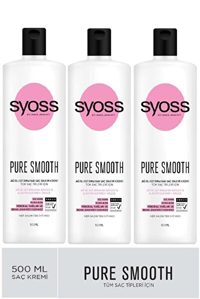 Syoss Pure Smooth Besleyici & Elektriklenmeyi Önler Saç Bakım Kremi 500 Ml X ...