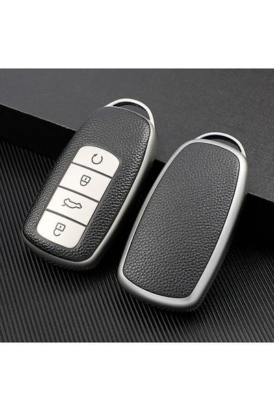 Alazpay Chery Tiggo 8 Pro & 7 Pro Avatgarde Omoda 5 TPU Key Case - Black and Silver Color