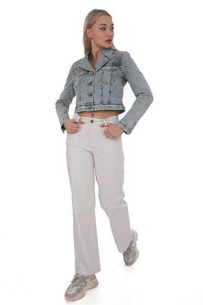 focsel High Waist White Coated Women's Jeans - Regular Fit Jeans