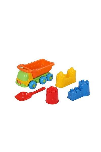 ileri grup Oyuncak Kamyon + Kürek + Kalıplar ( Kale Köprüsü, Kale Kulesi, Iki Kuleli Kale Duvarı)