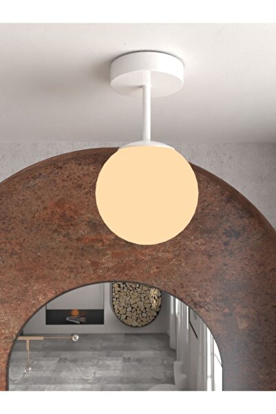 avizade LİRİA Tekli Modern Tasarım Camlı Avize- Beyaz Kasa Beyaz Cam