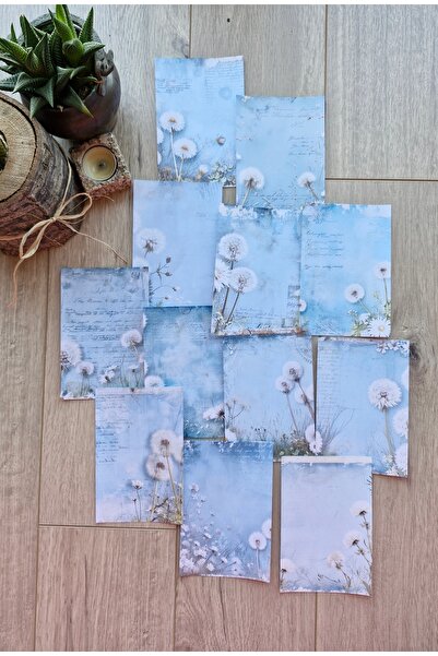 Mona Craftist 12 Adet Mavi Karahindibağı Temalı Scrapbook Kağıt Seti Bullet J...