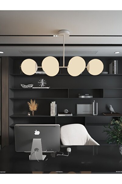 avizade Vella 6'lü Glop Beyaz Cam Detaylı Modern Lüks Avize