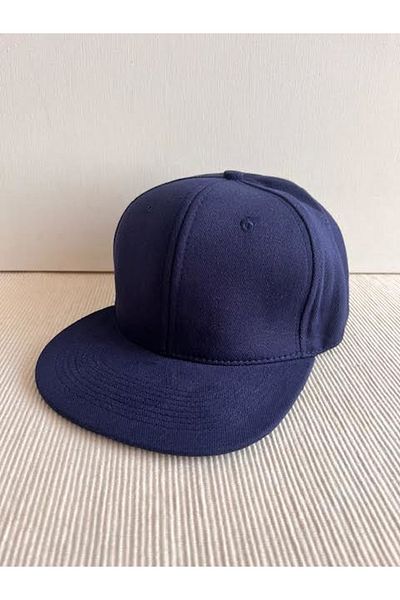 CosmoOutlet Unisex Navy Blue Hip Hop Cap - Solid Color, Adjustable from the Back